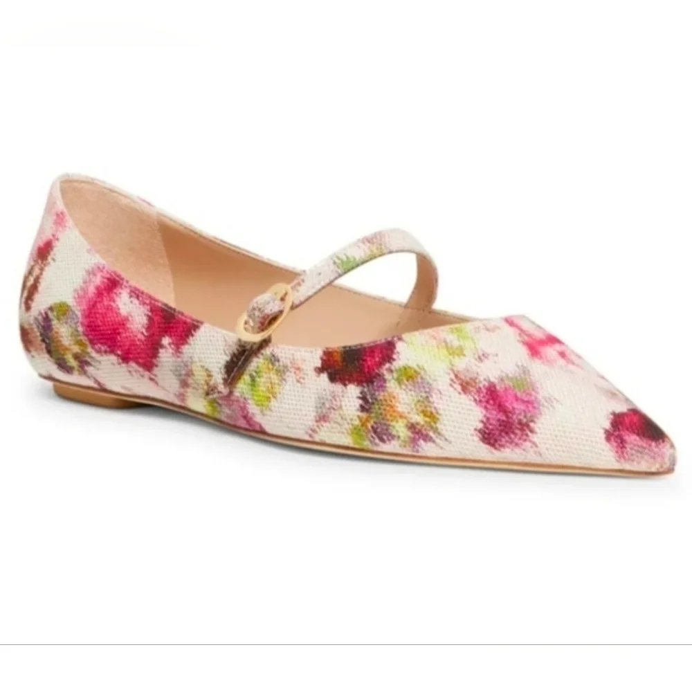 Stewart Weitzman Floral Print Ballet Barbie Flats Women's Size 7B NWT Bridal